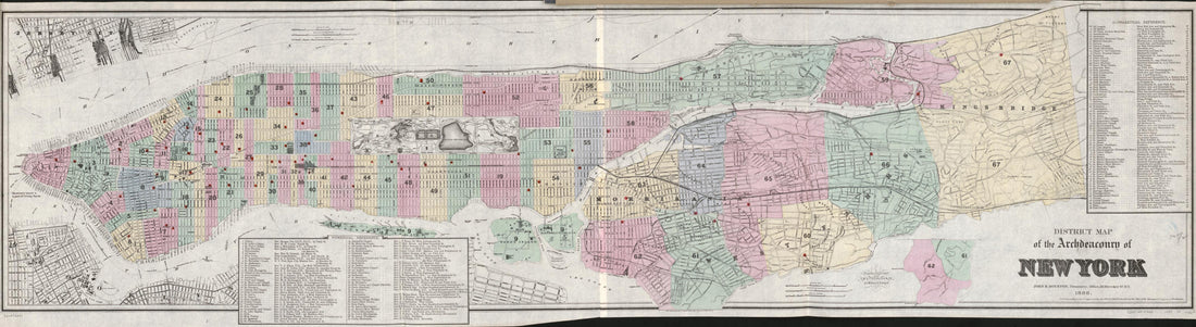 This old map of District Map of the Archdeaconry of New York from 1888 was created by  G.W. &amp; C.B. Colton &amp; Co in 1888