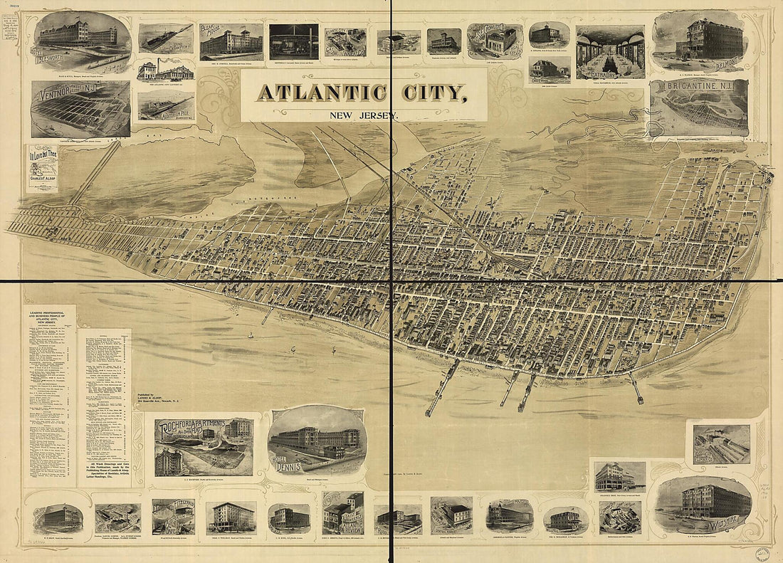 This old map of Atlantic City, New Jersey from 1900 was created by  Landis &amp; Alsop in 1900