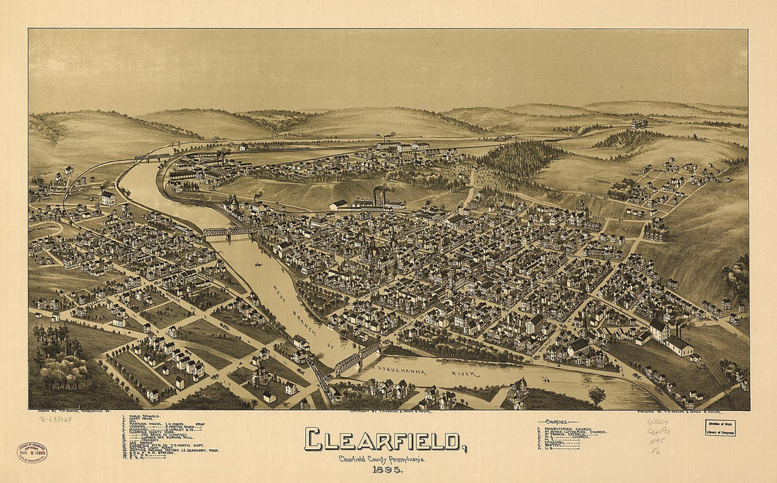 This old map of Clearfield, Clearfield County, Pennsylvania. from 1895 was created by T. M. (Thaddeus Mortimer) Fowler, James B. Moyer in 1895