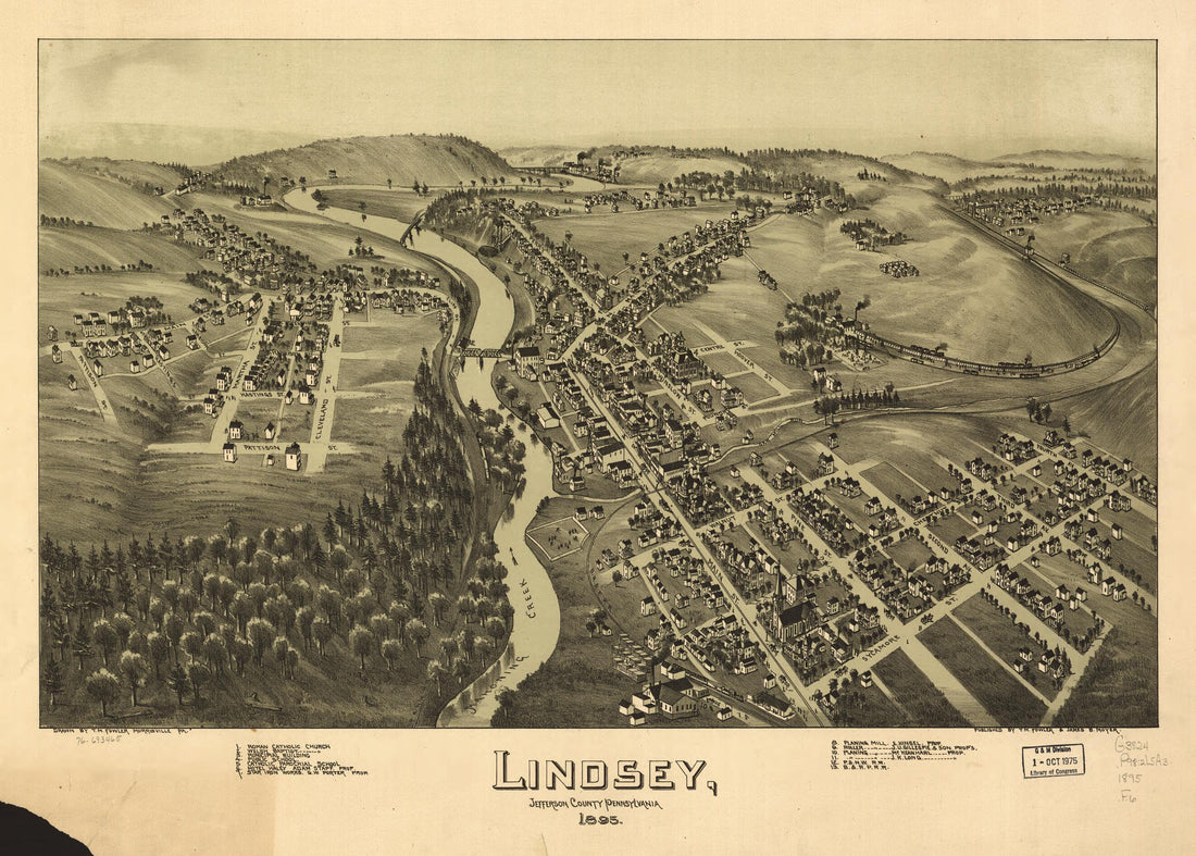 This old map of Lindsey, Jefferson County, Pennsylvania from 1895 was created by T. M. (Thaddeus Mortimer) Fowler, James B. Moyer in 1895