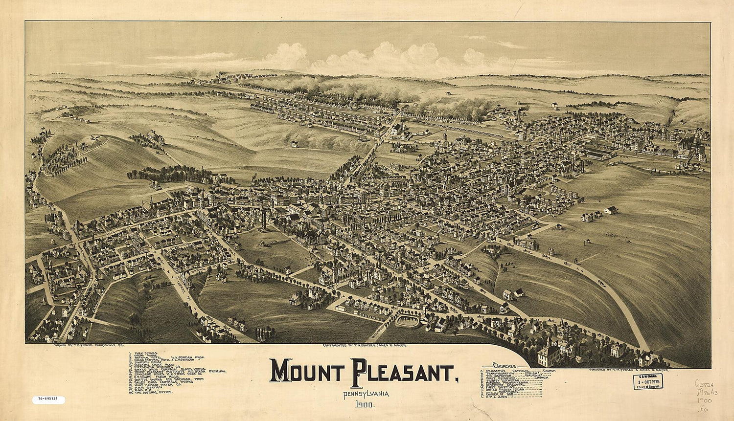 This old map of Mount Pleasant, Pennsylvania from 1900 was created by T. M. (Thaddeus Mortimer) Fowler, James B. Moyer in 1900