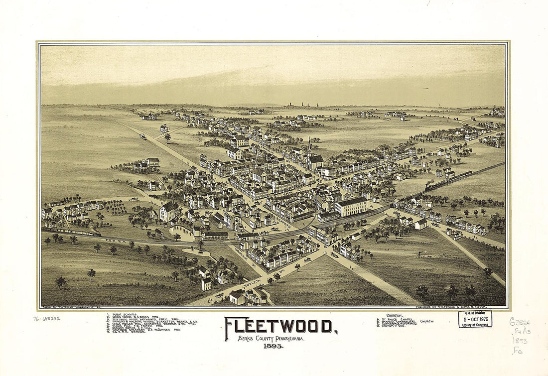 This old map of Fleetwood, Berks County, Pennsylvania from 1893 was created by T. M. (Thaddeus Mortimer) Fowler, James B. Moyer in 1893