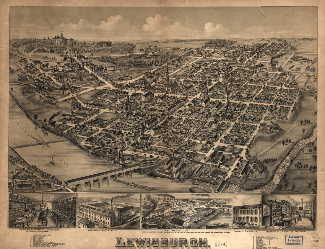 This old map of Lewisburgh from 1884 was created by  O.H. Bailey &amp; Co in 1884