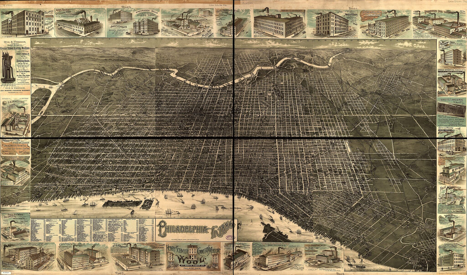 This old map of Philadelphia In 1886 from 1885 was created by  Burk &amp; McFetridge in 1885