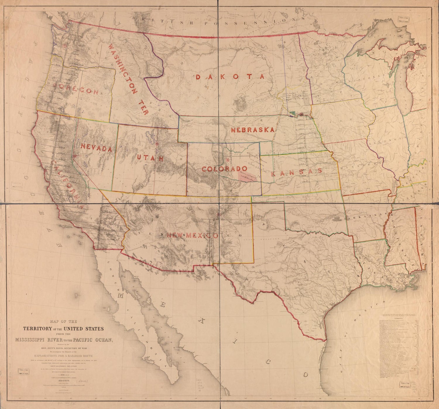 This old map of Map of the Territory of the United States from the Mississippi River to the Pacific Ocean; Ordered by Jeff&