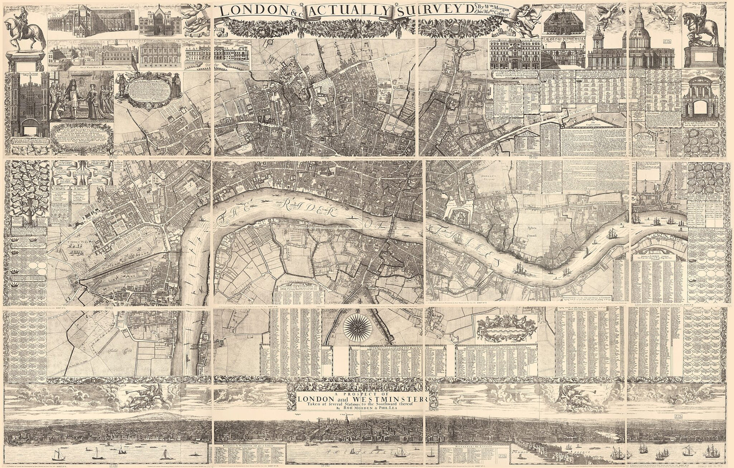 This old map of London &amp;c. Actually Surveyed from 1904 was created by Philip Lea,  London Topographical Society, Robert Morden, William Morgan, John Ogilby in 1904