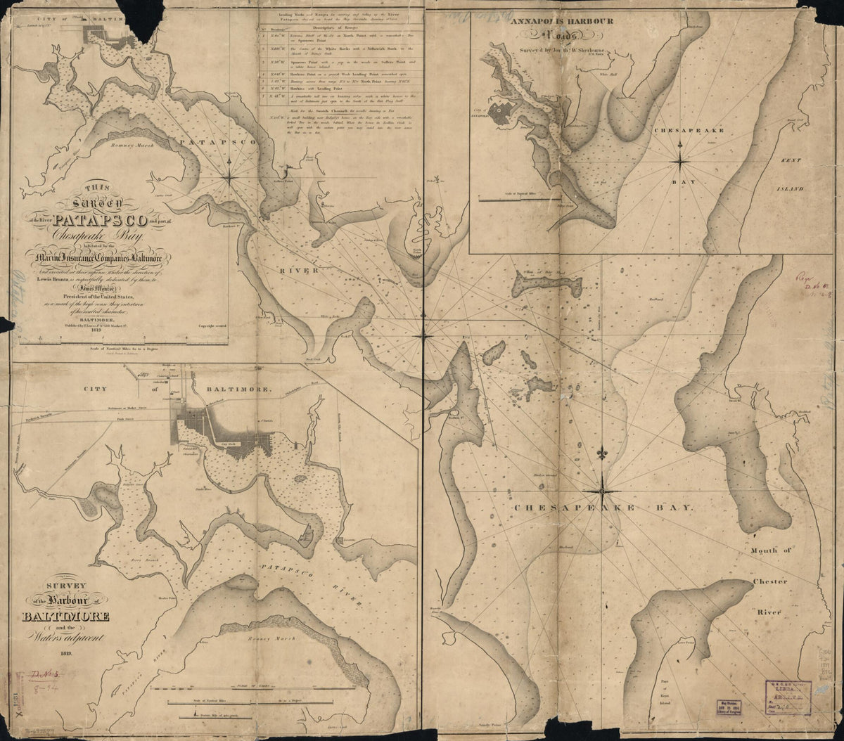 This Survey of the River Patapsco and Part of Chesapeake Bay 1819 by Relic Map Company