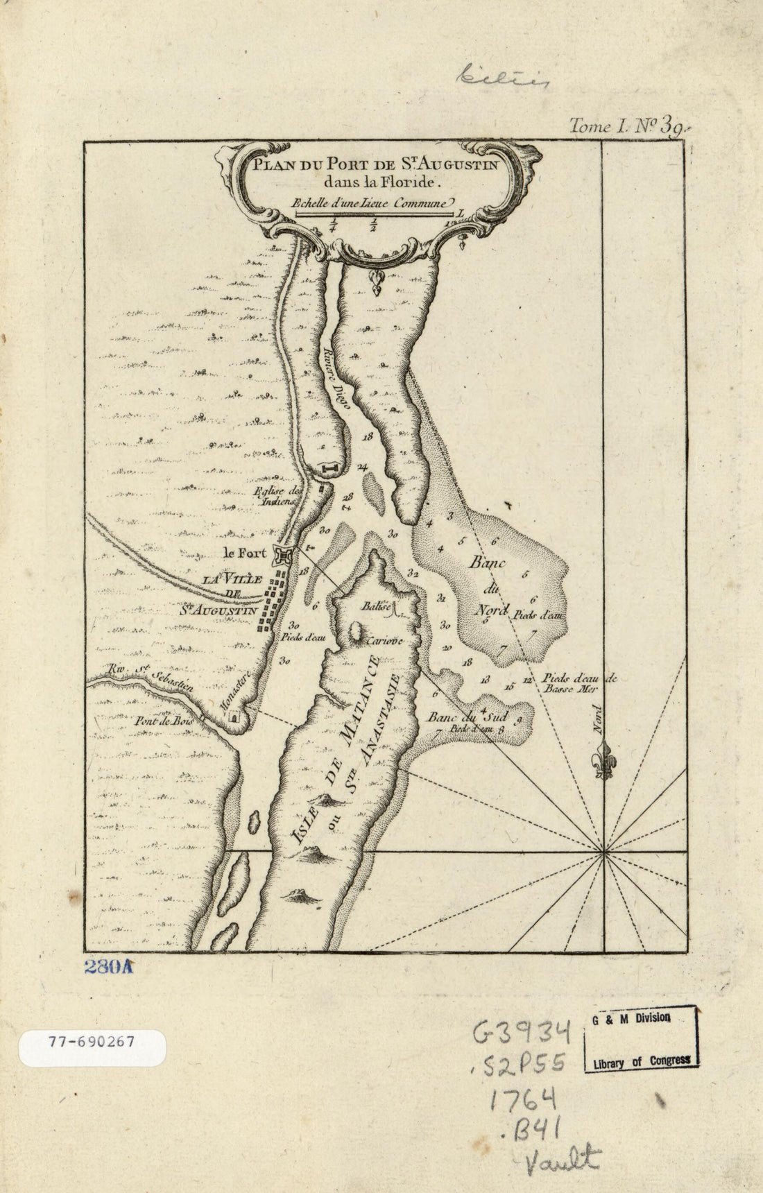 This old map of Plan Du Port De St. Augustin Dans La Floride from 1764 was created by Jacques Nicolas Bellin in 1764