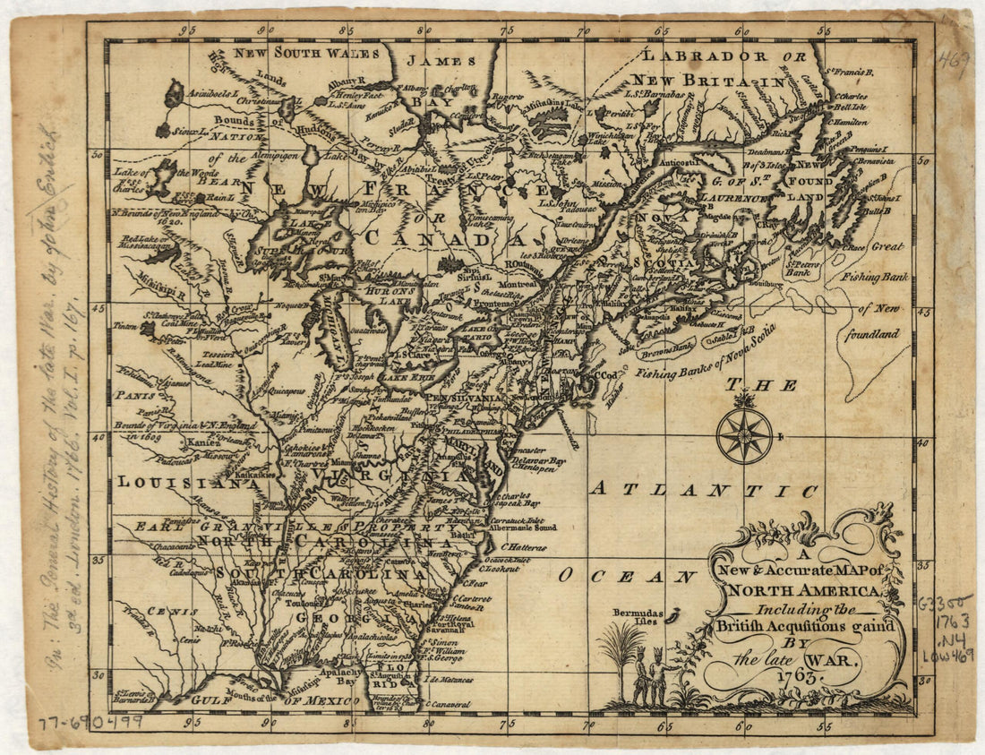 This old map of A New &amp; Accurate Map of North America, Including the British Acquisitions Gain&