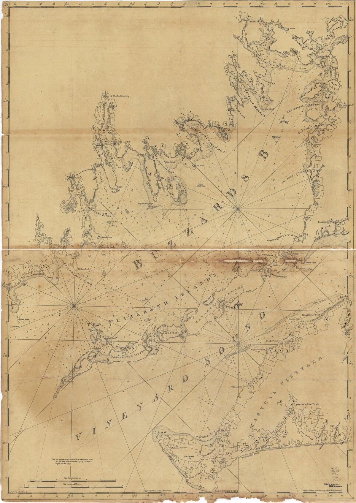 Chart of Buzzards Bay and Vineyard Sound 1776 by Relic Map Company