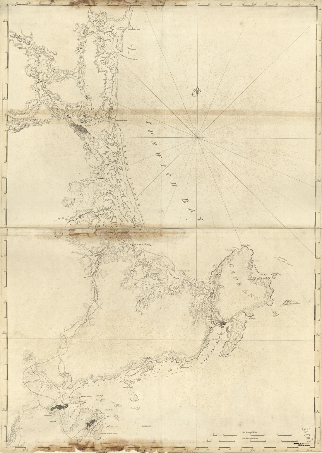 This old map of Coast of New Hampshire and Massachusetts from Great Boars Head to Marblehead Harbor from 1781 was created by Joseph F. W. (Joseph Frederick Wallet) Des Barres in 1781