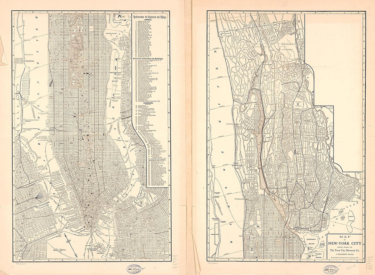 Map of New York City 1884 by Relic Map Company