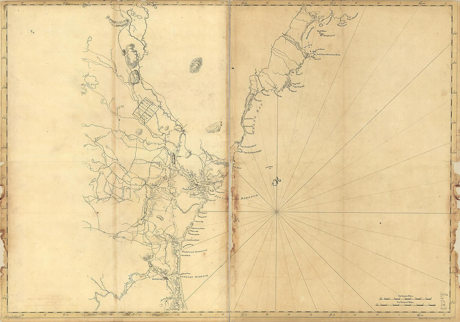 This old map of Coast of New England from Cape Elizabeth, Maine to Newburyport, Mass from 1776 was created by Joseph F. W. (Joseph Frederick Wallet) Des Barres in 1776