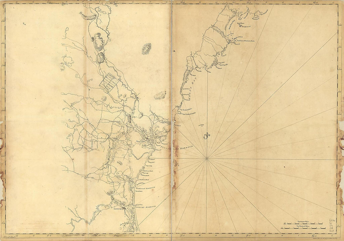 Coast of New England from Cape Elizabeth, Maine to Newburyport, Mass 1776 by Relic Map Company