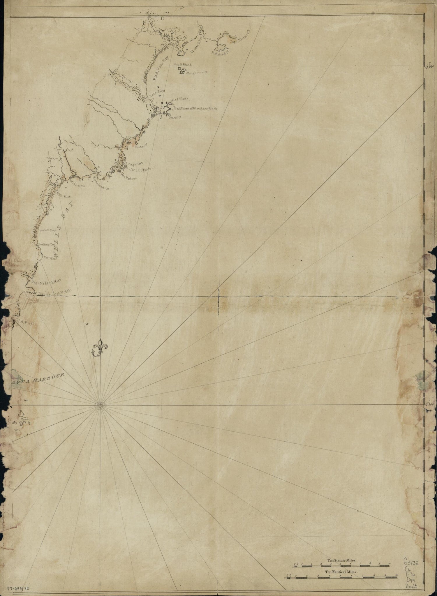 This old map of Coast of New England from Cape Elizabeth, Maine to Newburyport, Mass from 1776 was created by Joseph F. W. (Joseph Frederick Wallet) Des Barres in 1776