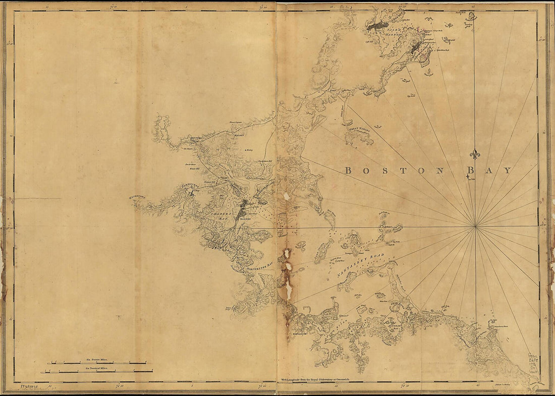 This old map of A Chart of Boston Bay and Vicinity from 1776 was created by Joseph F. W. (Joseph Frederick Wallet) Des Barres in 1776