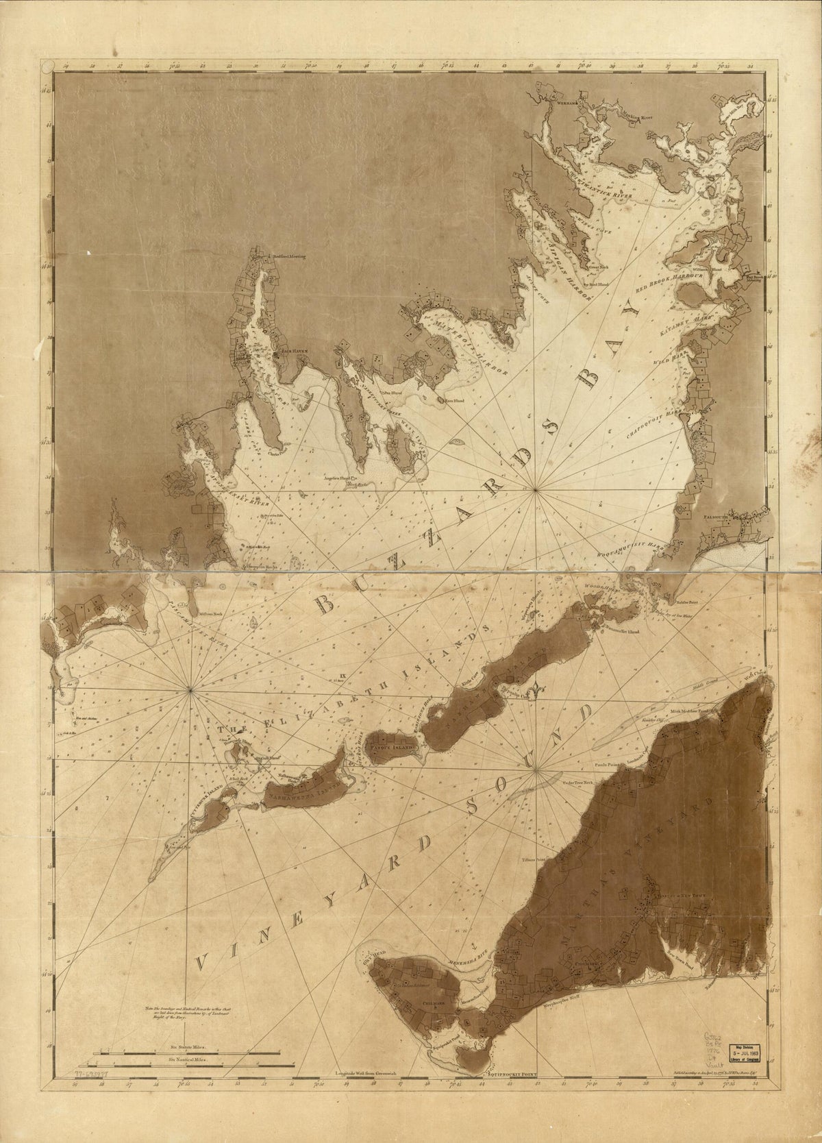 Chart of Buzzards Bay and Vineyard Sound in 1776 by Relic Map Company