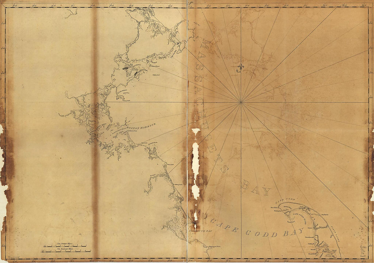 Coast of Massachusetts from Cape Ann to Manomet Point, Including Northern Tip of Cape Cod 1776 by Relic Map Company