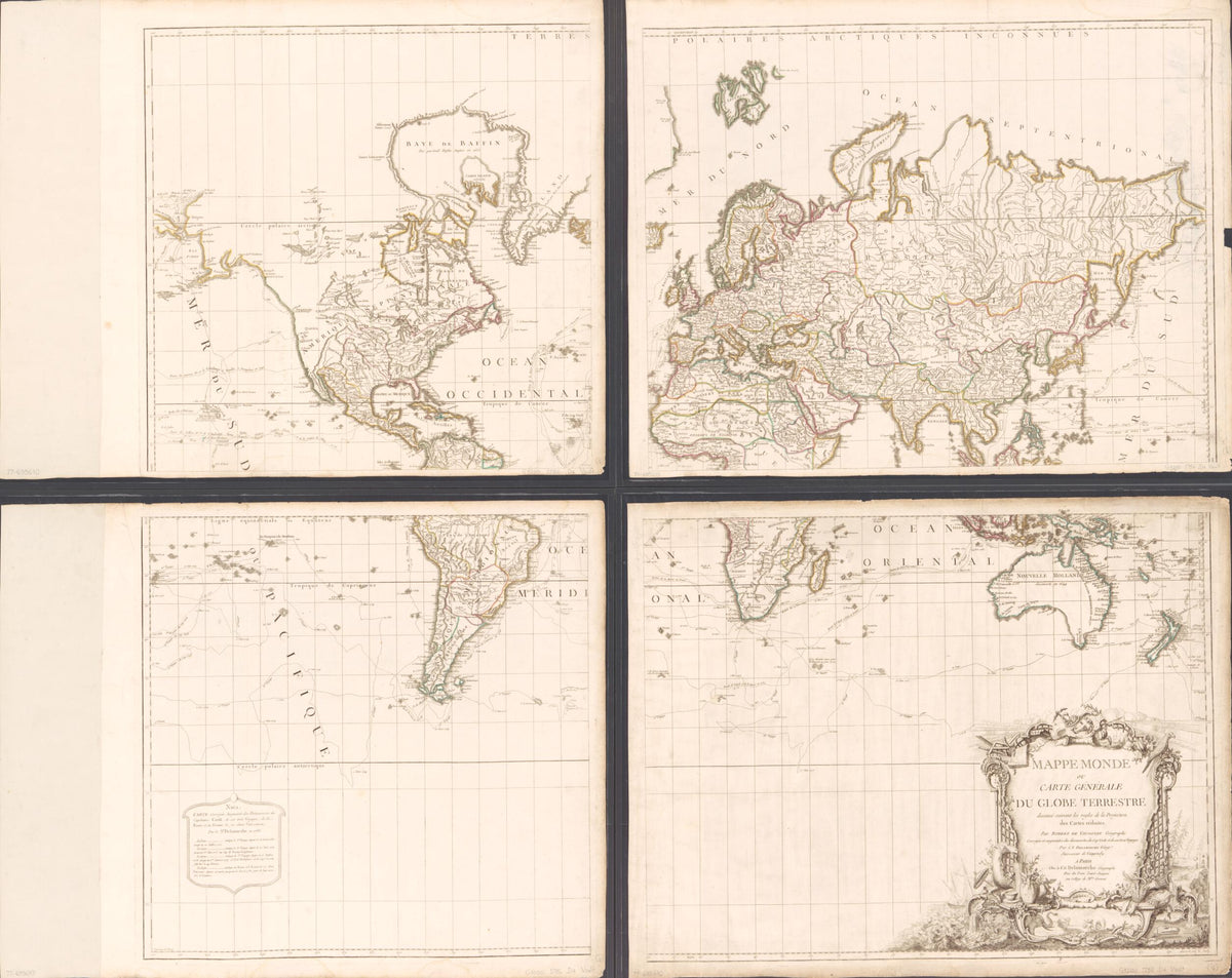 Mappe Monde, Ou Carte Generale Du Globe Terrestre Dessineé Suivant Les Regles De La Projection Des Cartes Reduites in 1786 by Relic Map Company