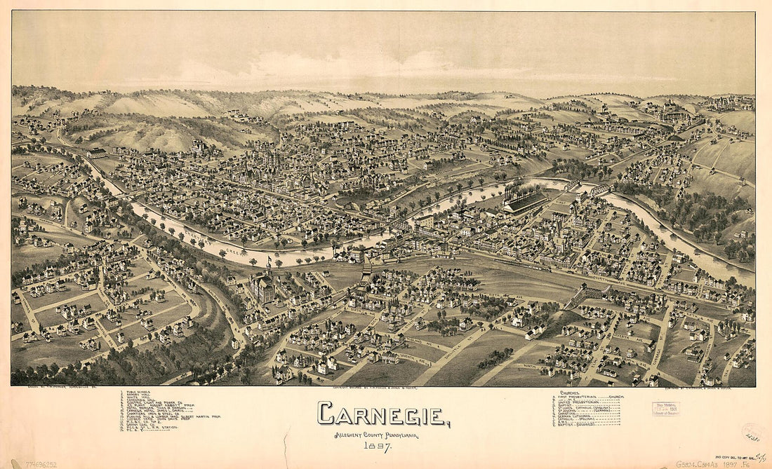 This old map of Carnegie, Allegheny County, Pennsylvania, from 1897 was created by T. M. (Thaddeus Mortimer) Fowler, James B. Moyer in 1897