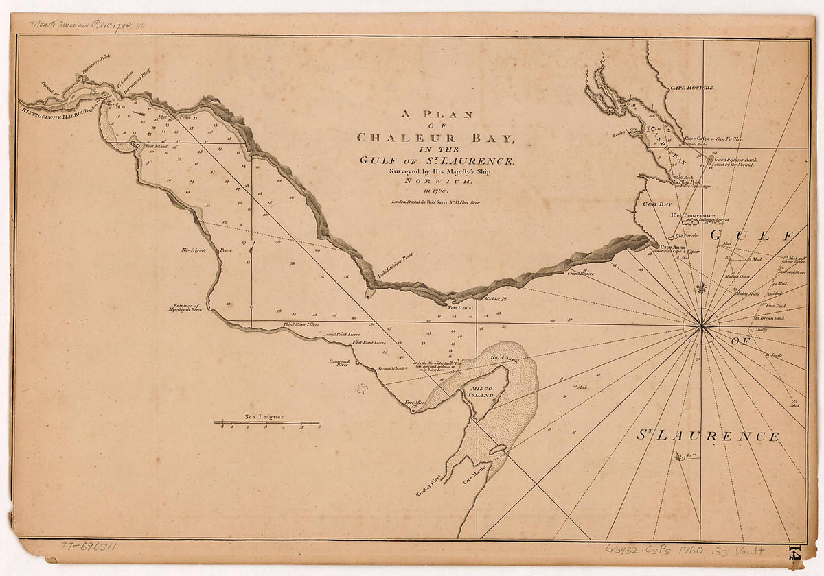 A Plan of Chaleur Bay, In the Gulf of St. Laurence 1780 by Relic Map Company