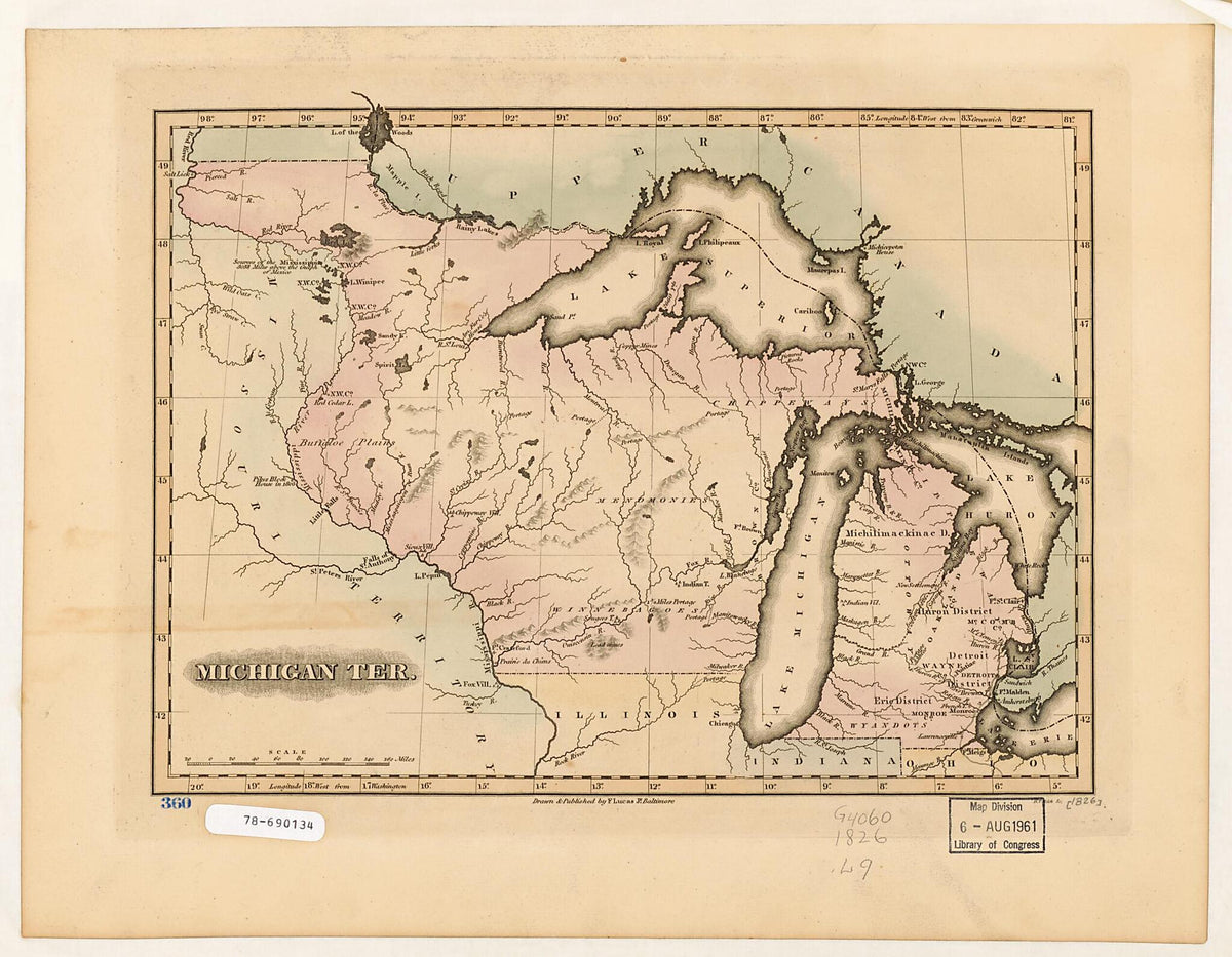 Michigan Ter 1826 by Relic Map Company