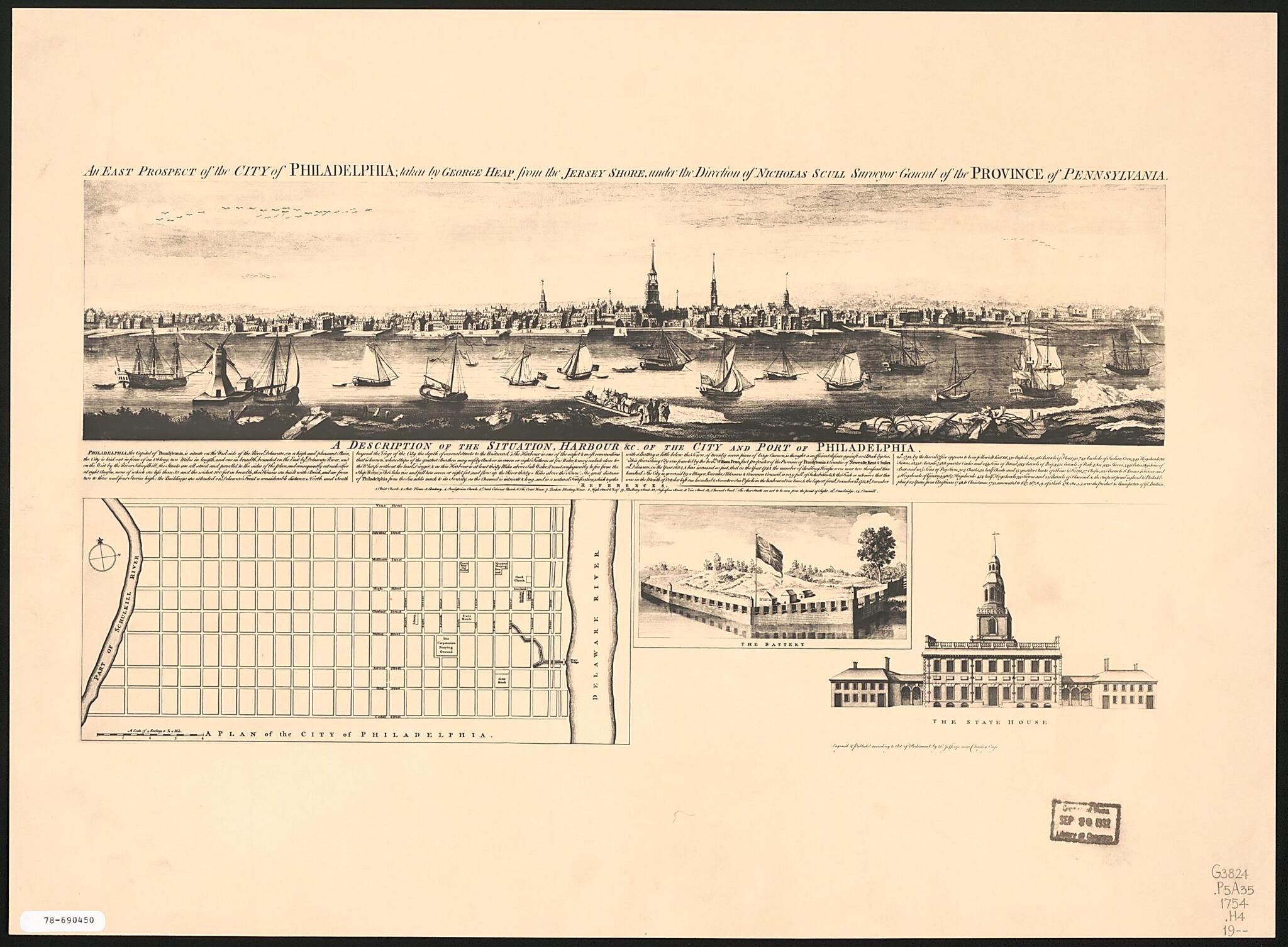 This old map of An East Prospect of the City of Philadelphia from 1900 was created by George Heap, Thomas Jefferys, Nicholas Scull in 1900