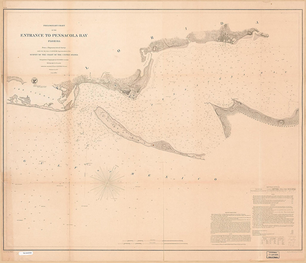 Preliminary Chart of the Entrance to Pensacola Bay, Florida 1857 by Relic Map Company