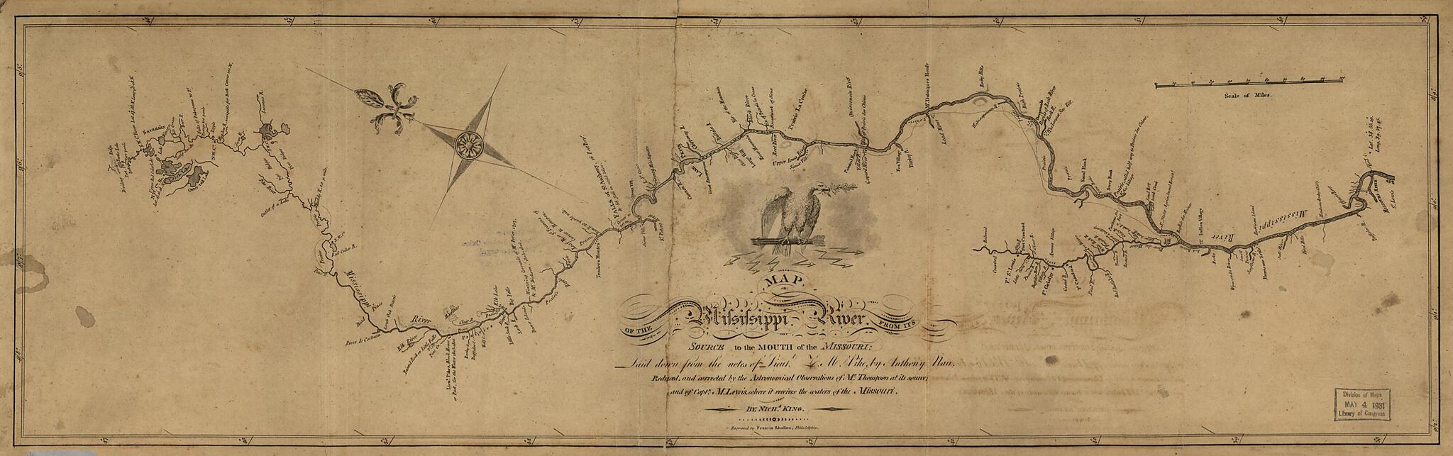 This old map of Map of the Mississippi River from Its Source to the Mouth of the Missouri from 1811 was created by N. (Nicholas) King, Anthony Nau, Zebulon Montgomery Pike, Francis Shallus in 1811