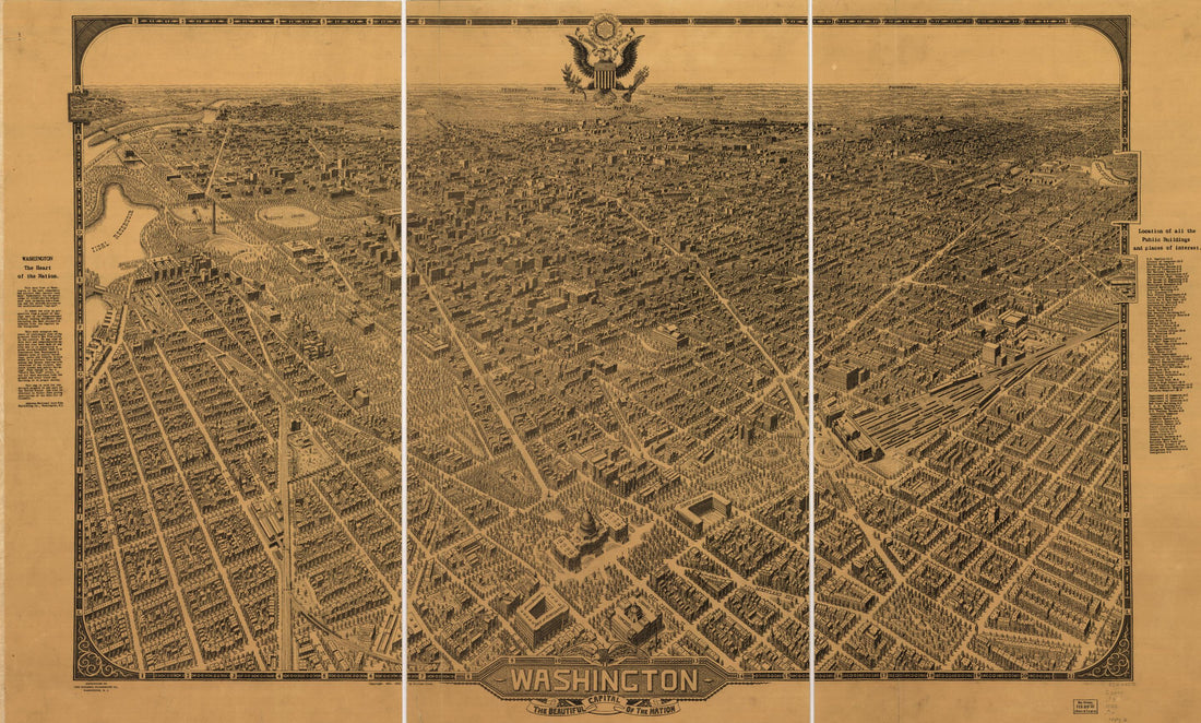 This old map of Washington, the Beautiful Capital of the Nation from 1922 was created by  Columbia Planograph Co, William Olsen in 1922