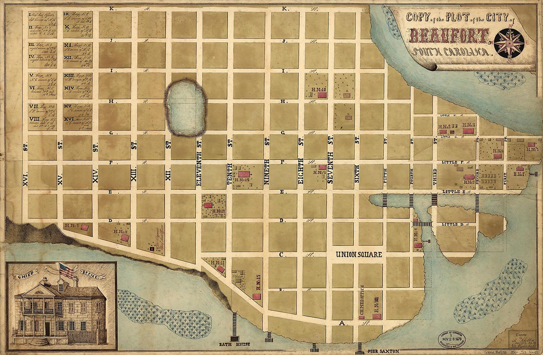 This old map of Copy of the Plot of the City of Beaufort, South Carolina from 1860 was created by B. Schelten in 1860