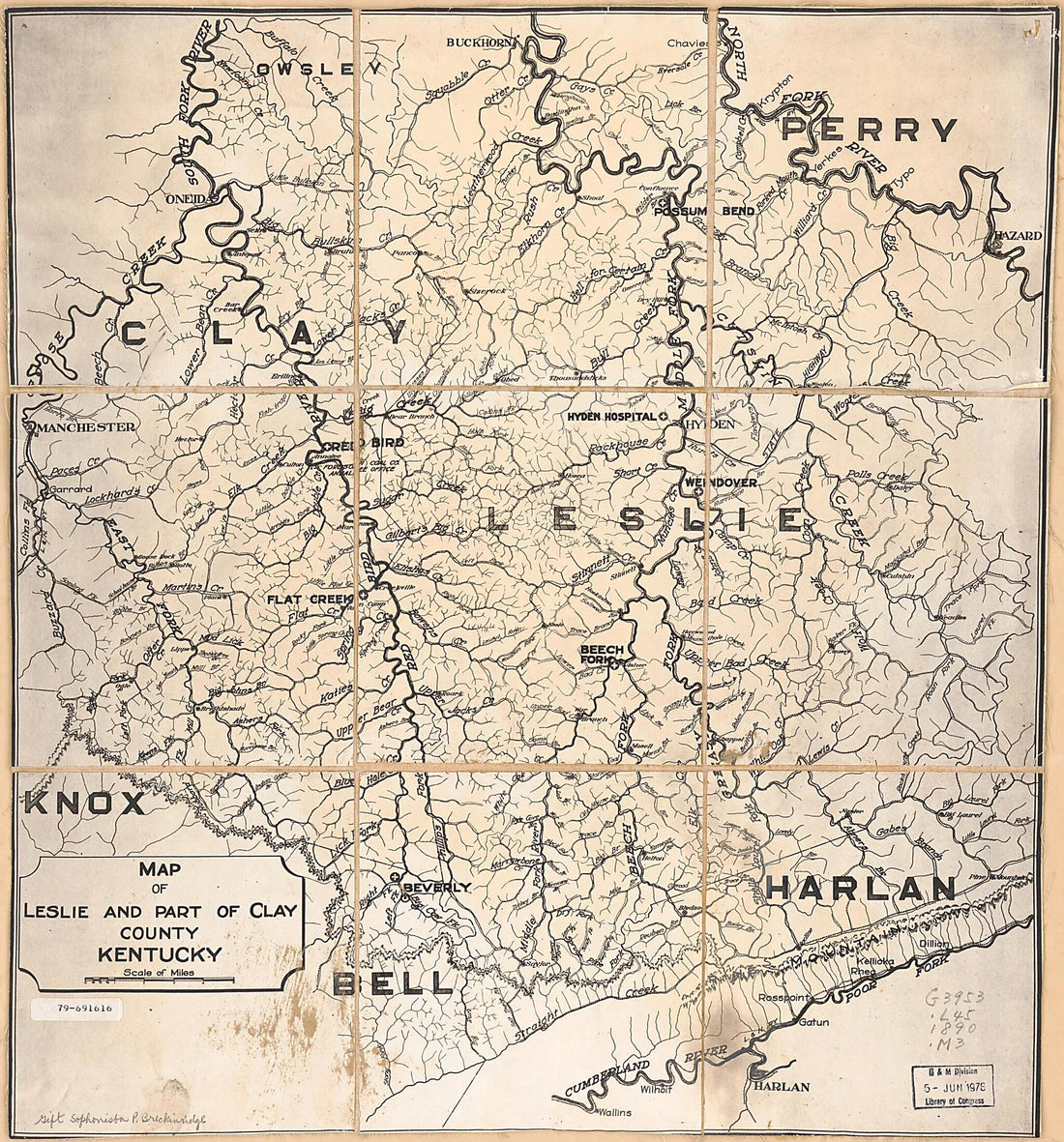 This old map of Map of Leslie and Part of Clay County, Kentucky from 1890 was created by  in 1890