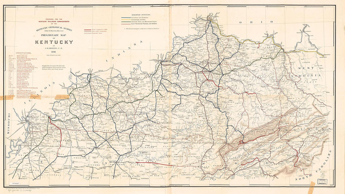 Preliminary Map of Kentucky 1891 by Relic Map Company