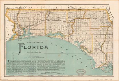 Western Part of Florida 1890 by Relic Map Company