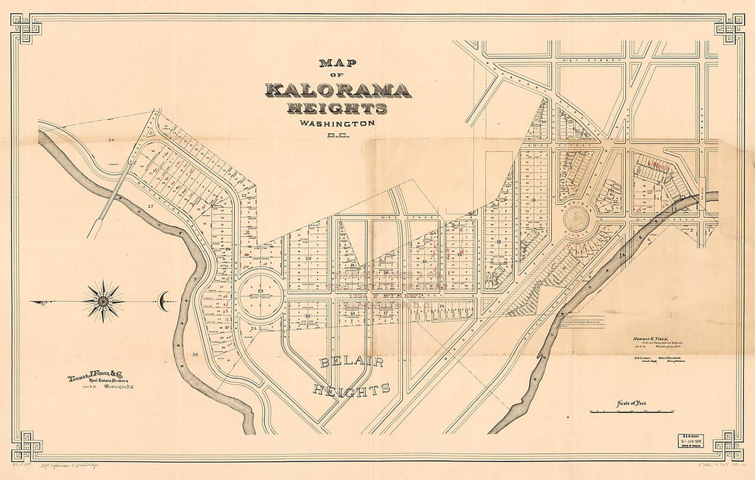 This old map of Map of Kalorama Heights, Washington, D.C from 1890 was created by John F. Fairchild, Henry B. Looker,  Thos. J. Fisher and Co, Herman K. Vielé in 1890