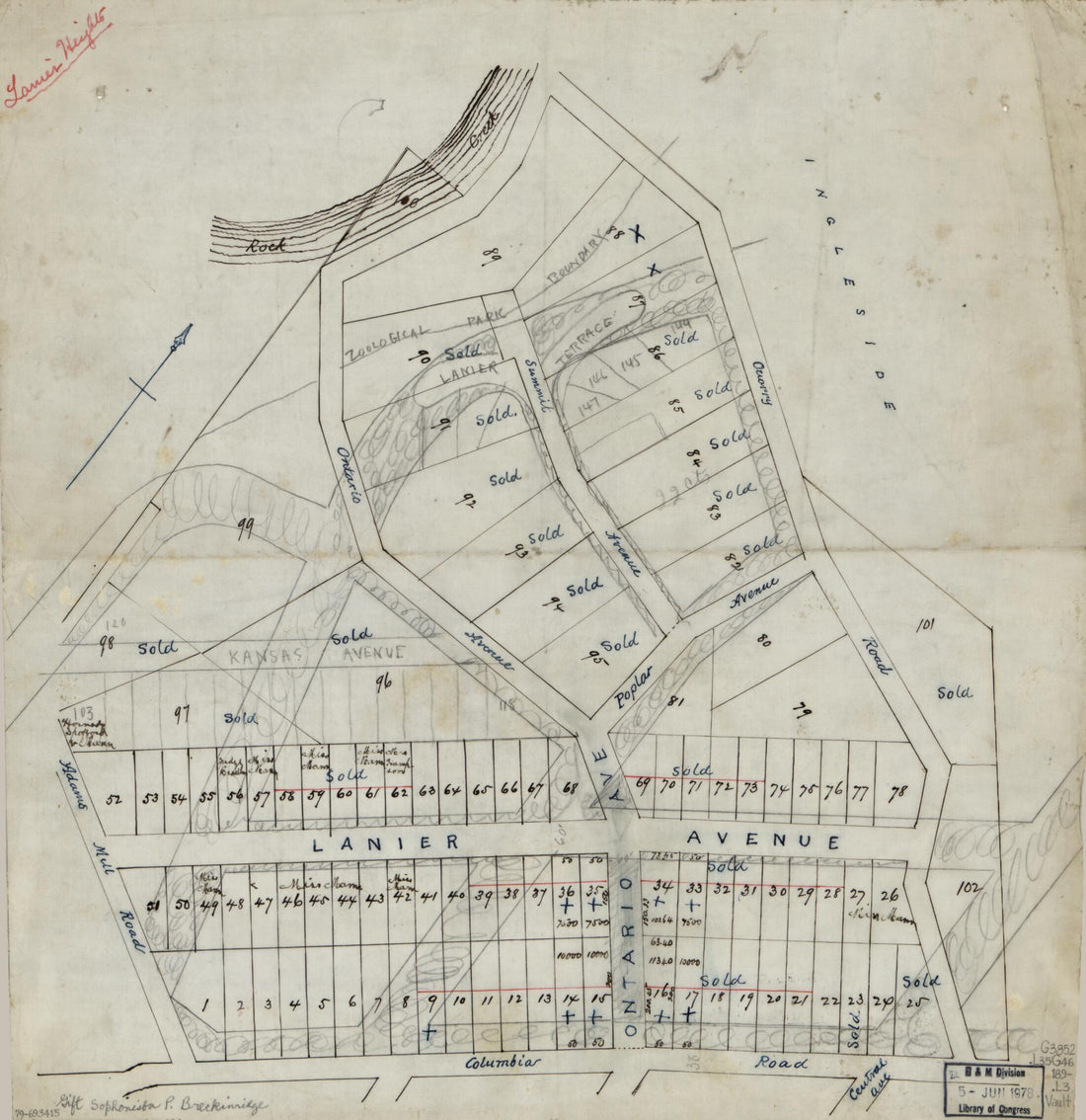 This old map of Lanier Heights from 1890 was created by  in 1890