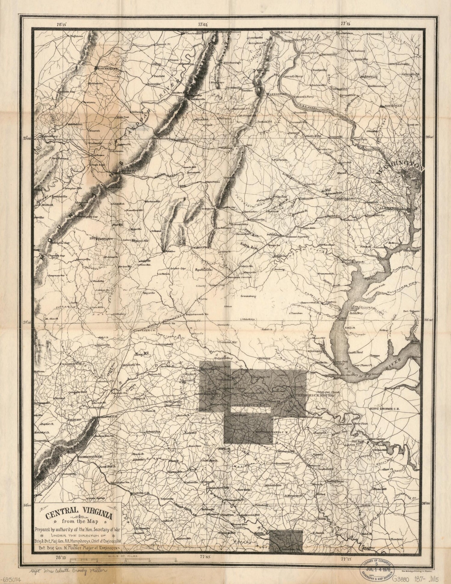 This old map of Central Virginia from 1870 was created by  Heliotype Printing Company, A. A. (Andrew Atkinson) Humphreys, N. (Nathaniel) Michler in 1870