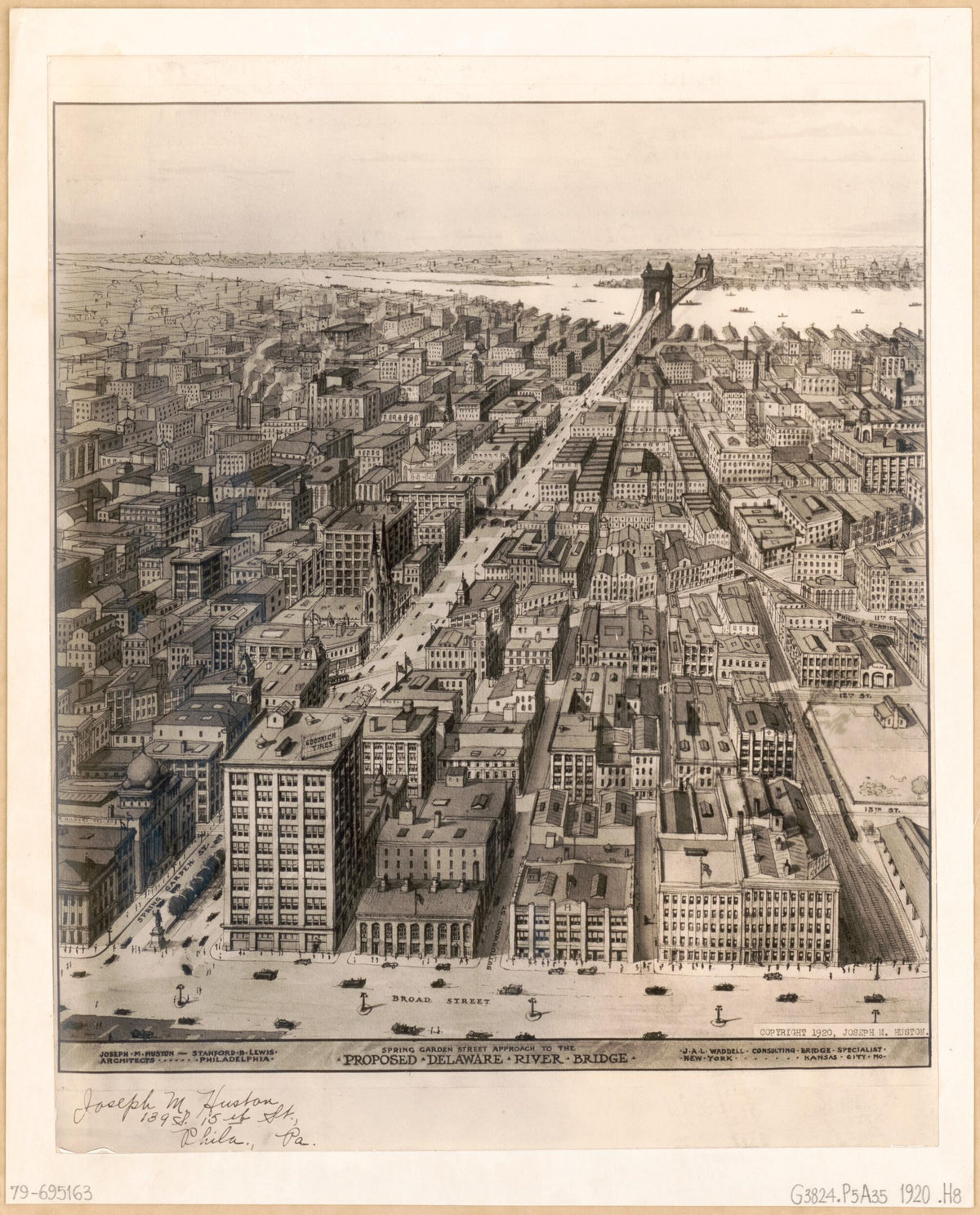 Spring Garden Street Approach to the Proposed Delaware River Bridge : Philadelphia 1920 by Relic Map Company
