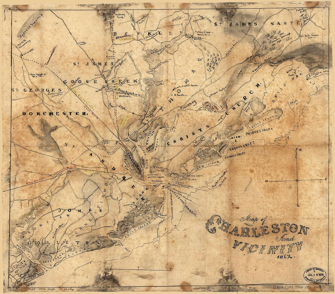 This old map of Map of Charleston and Vicinity from 1862 was created by Joseph R. (Joseph Roswell) Hawley in 1862