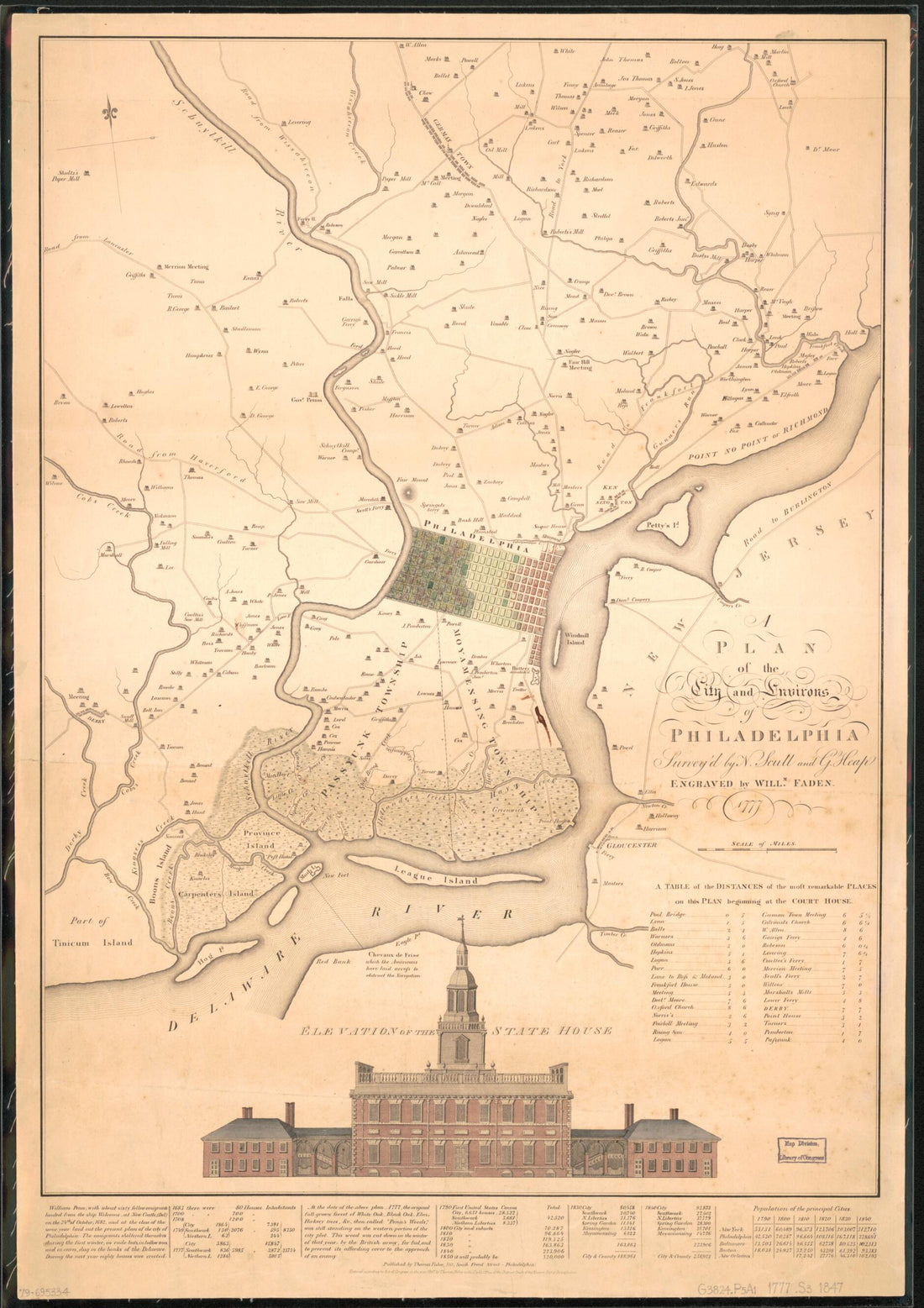 This old map of A Plan of the City and Environs of Philadelphia from 1847 was created by William Faden, Thomas Fisher, George Heap, Nicholas Scull in 1847