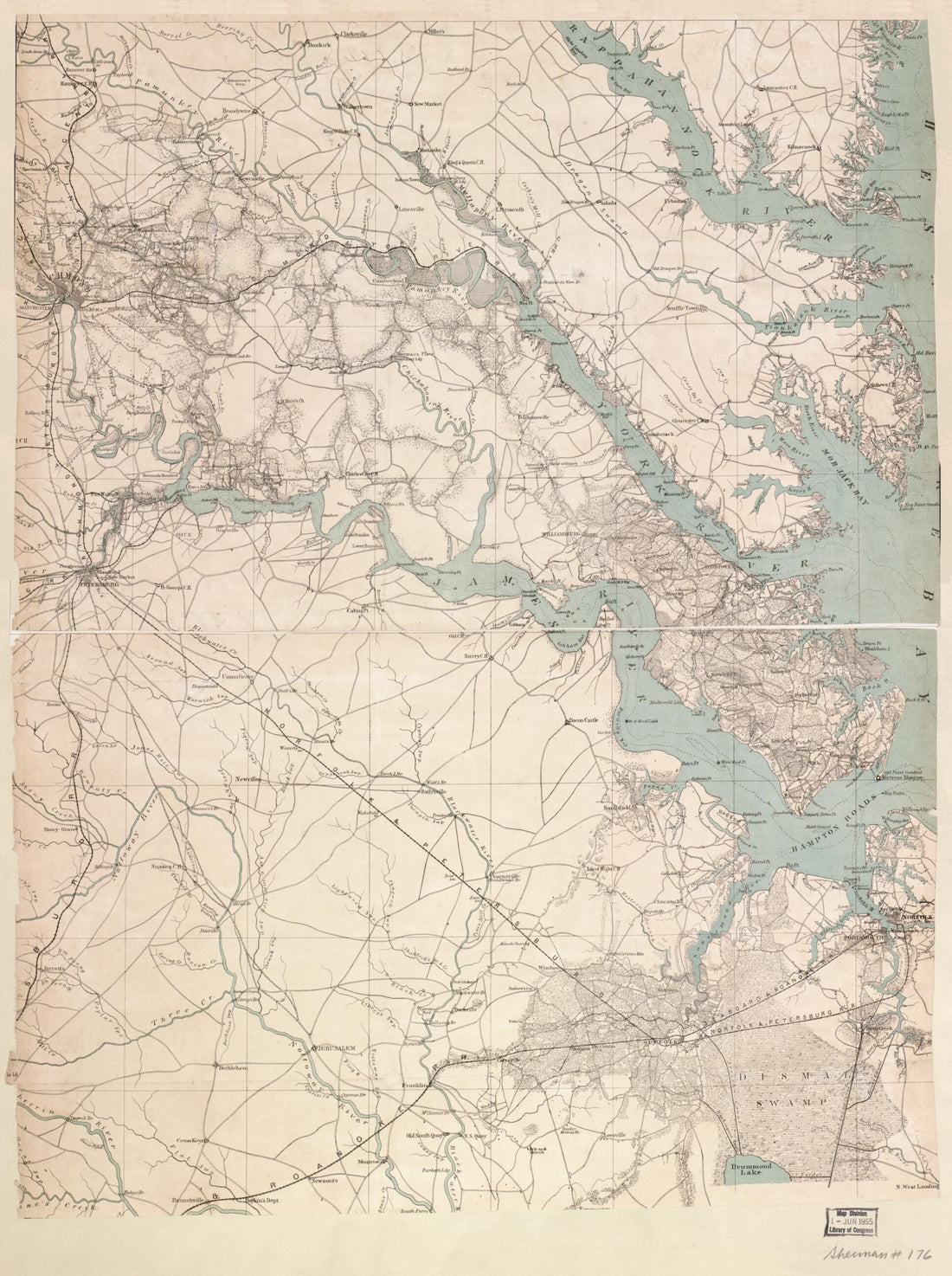 This old map of Eastern Virginia from 1862 was created by Joseph R. (Joseph Roswell) Hawley, Charles G. Krebs, A. Lindenkohl, H. (Henry) Lindenkohl,  U.S. Coast and Geodetic Survey in 1862