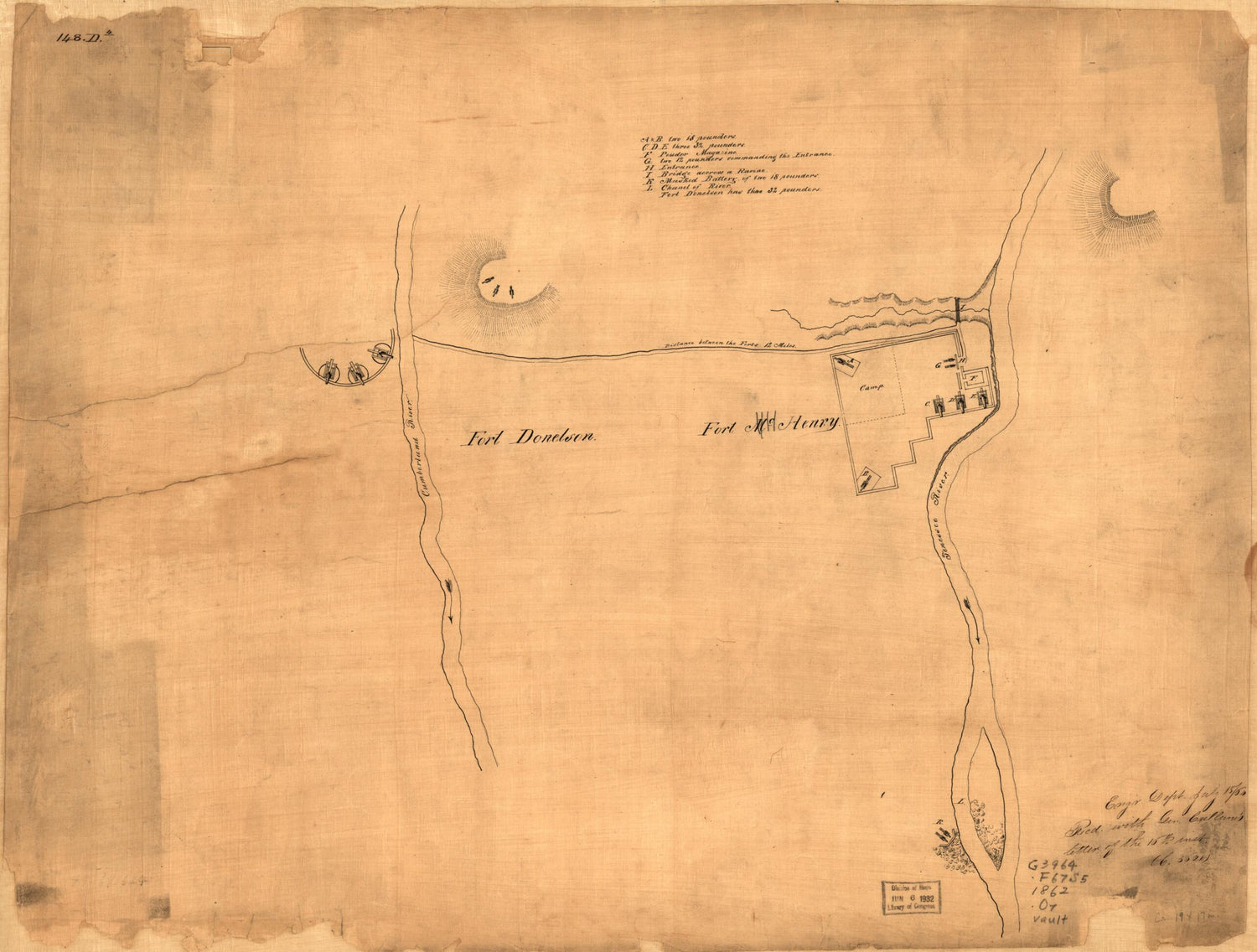 This old map of Original Maps of Forts Henry &amp; Donelson and Vicinity from 1862 was created by George W. (George Washington) Cullum,  United States. Army. Corps of Engineers in 1862