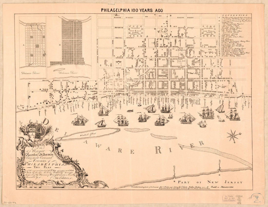 This old map of To the Mayor, Recorder, Aldermen, Common Council, and Freemen of Philadelphia This Plan of the Improved Part of the City, Surveyed and Laid Down by the Late Nicholas Scull Esqr., Surveyor General of the Province of Pennsylvania, Is Humbly