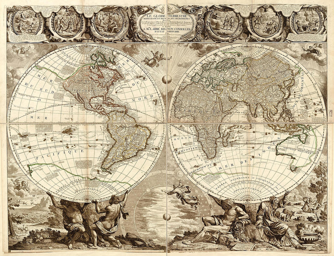 This old map of Hémisphères : Dressé Sur La Projection De Mr. De La Hyre De L&