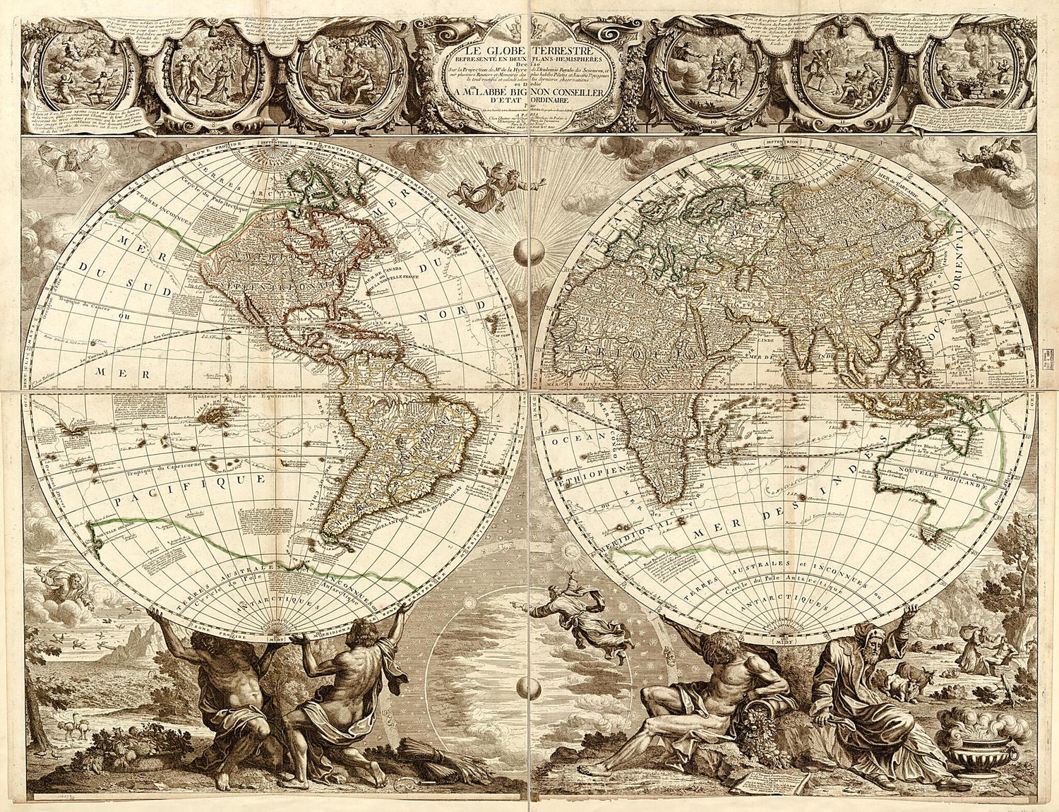 This old map of Hémisphères : Dressé Sur La Projection De Mr. De La Hyre De L&