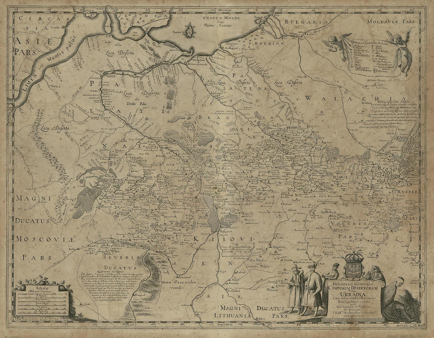 This old map of Delineatio Generalis Camporum Desertorum Vulgo Ukraina : Cum Adjacentibus Provinciis from 1648 was created by Guillaume Le Vasseur Beauplan, Willem Hondius in 1648