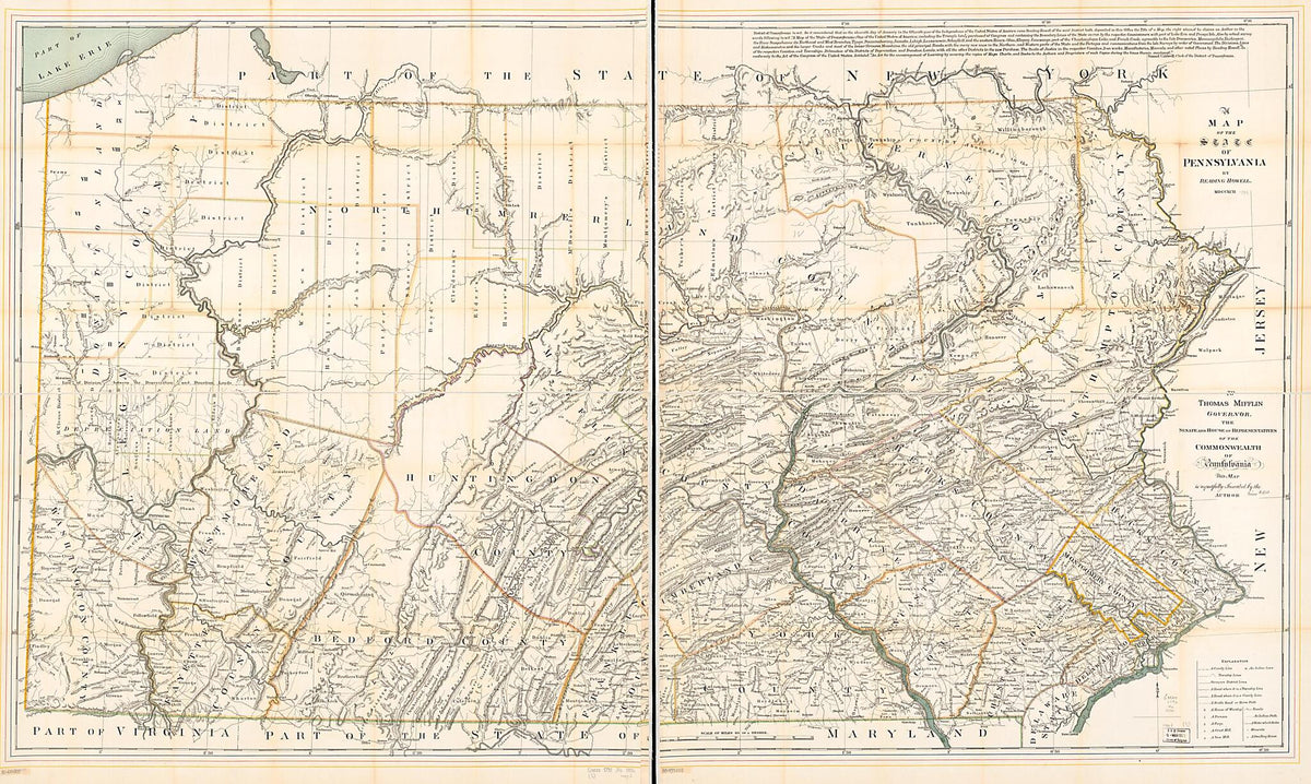 A Map of the State of Pennsylvania in 1792 by Relic Map Company