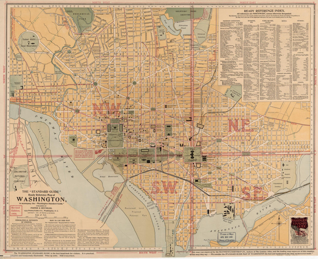 This old map of The Standard Guide Ready Reference Map of Washington : to Accompany the Washington Standard Guide from 1905 was created by D.C.) Foster &amp; Reynolds (Washington,  Northrup Company in 1905