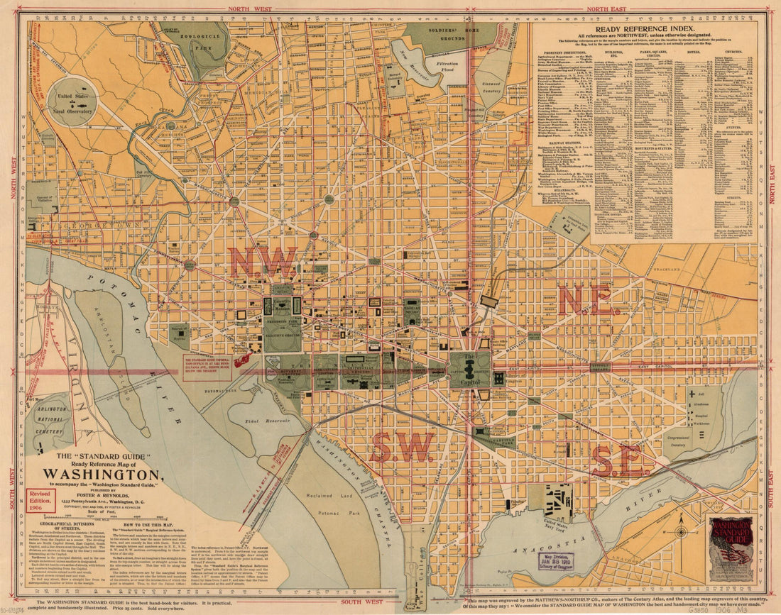 This old map of The Standard Guide Ready Reference Map of Washington : to Accompany the Washington Standard Guide from 1906 was created by D.C.) Foster &amp; Reynolds (Washington,  Northrup Company in 1906