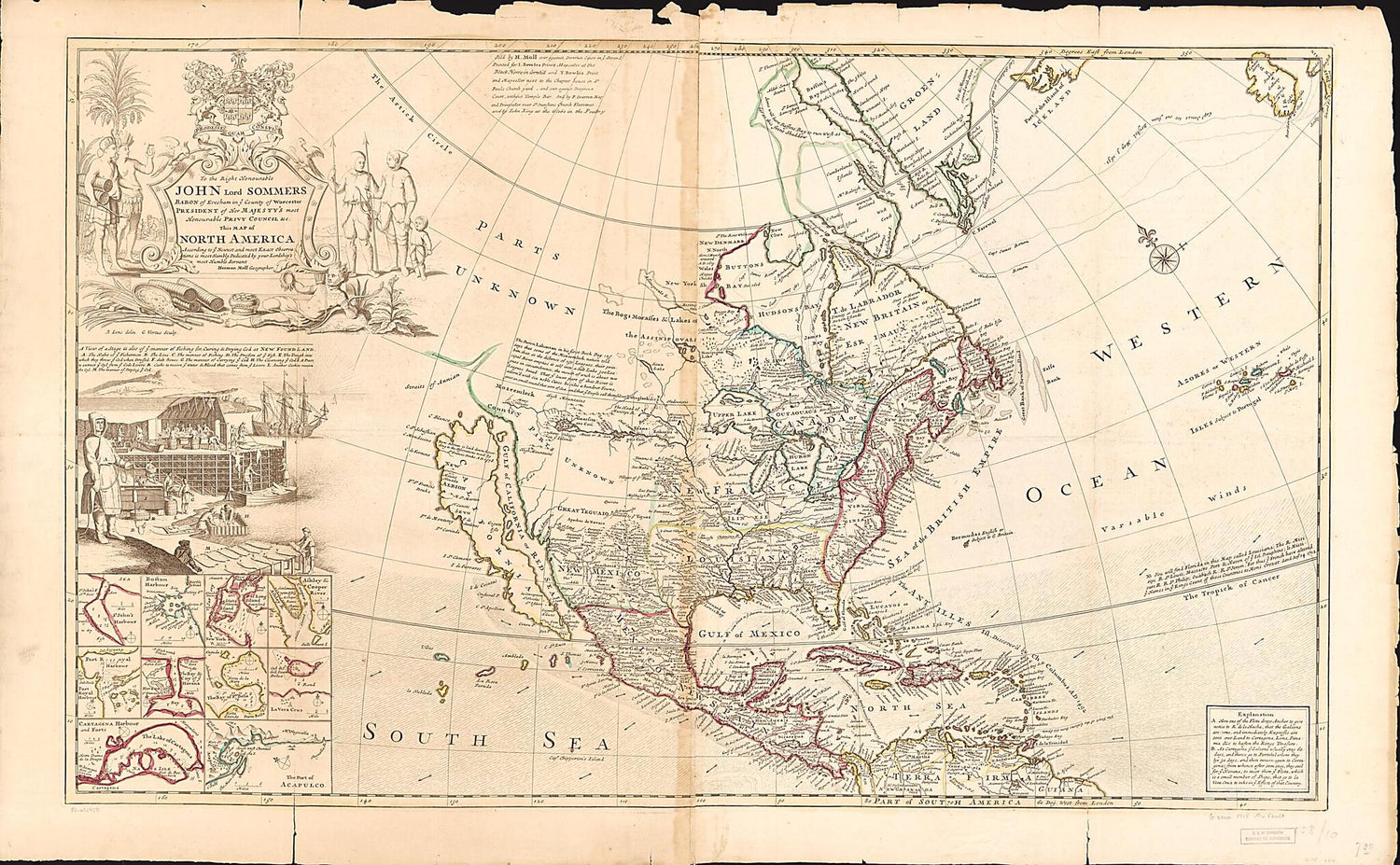 This old map of This Map of North America, According to Ye Newest and Most Exact Observations Is Most Humbly Dedicated by Your Lordship&